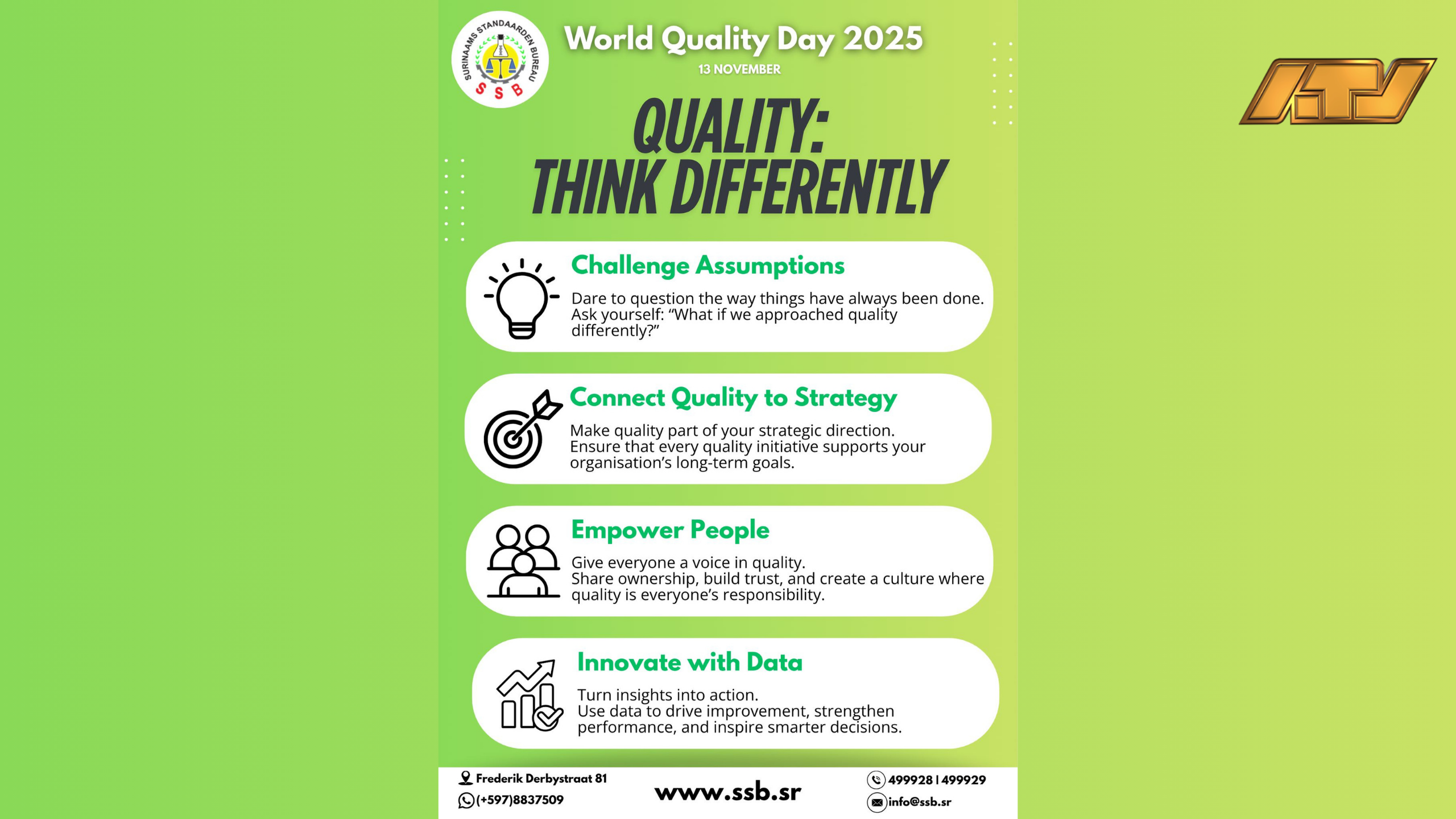 SSB introduceert drie nieuwe kwaliteitsdiensten tijdens World Quality Week